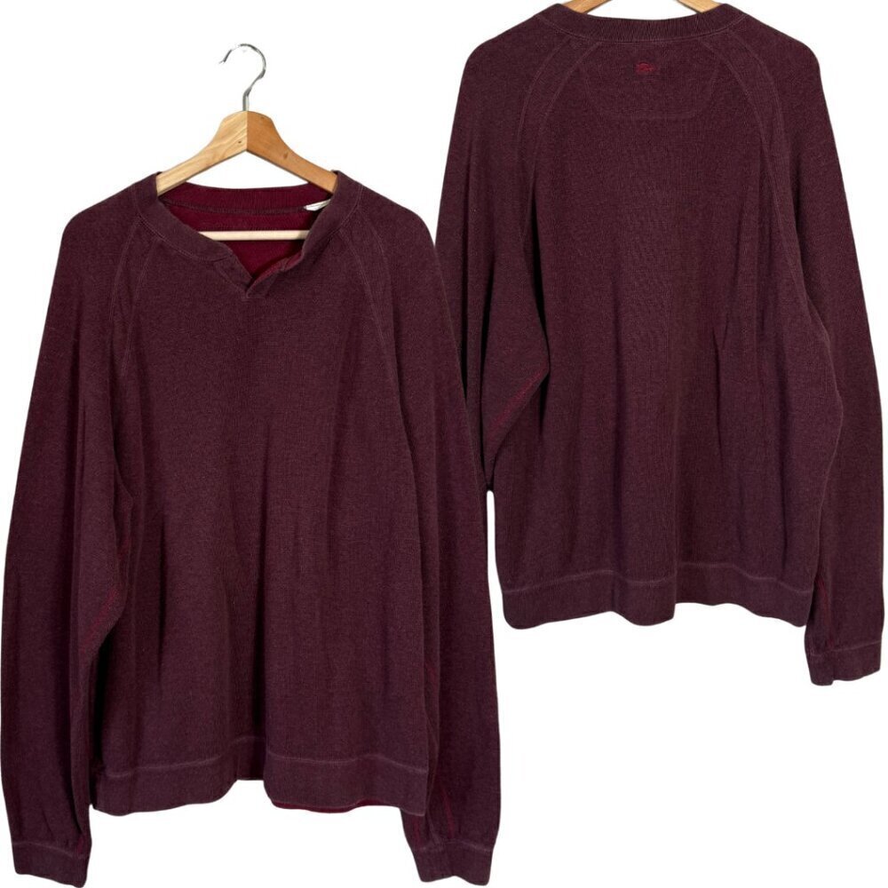 Tommy Bahama Reversible Abaco Sweater Pullover Men's Large* Red Burgundy Preppy